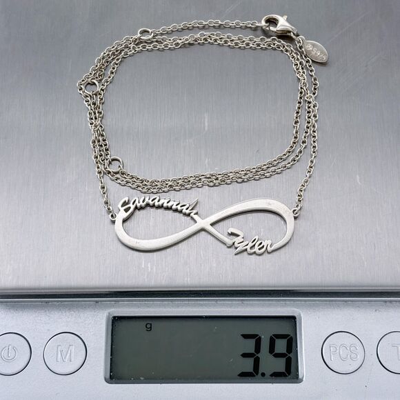 Vintage Soufeel Sterling Silver 925 Savannah Tyler Cutout Infinity Name Necklace - Picture 2 of 5